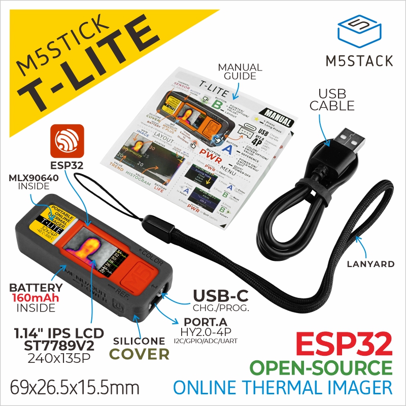 M5Stack Core2 - M5Stack Resmi M5stick T-Lite Termal Kamera
