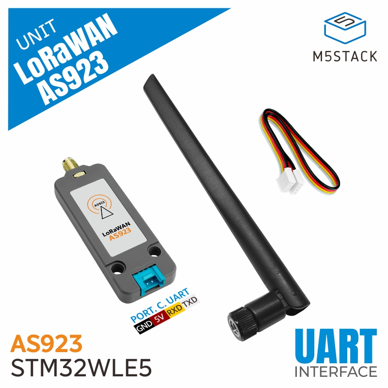 M5Stack Core2 - M5Stack Resmi LoRaWAN Ünitesi US915/EU868/AS923(STM32WLE5) Antenli