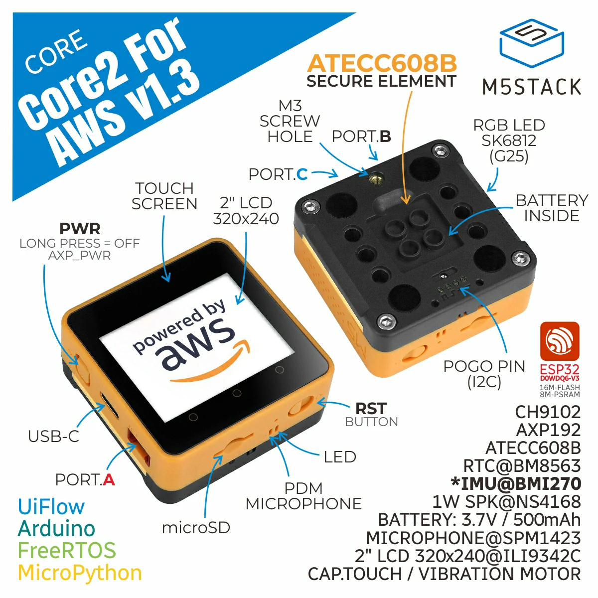 M5Stack Core2 AWS IoT Kiti ESP - M5Stack Core2 incelemesi ve fiyatı